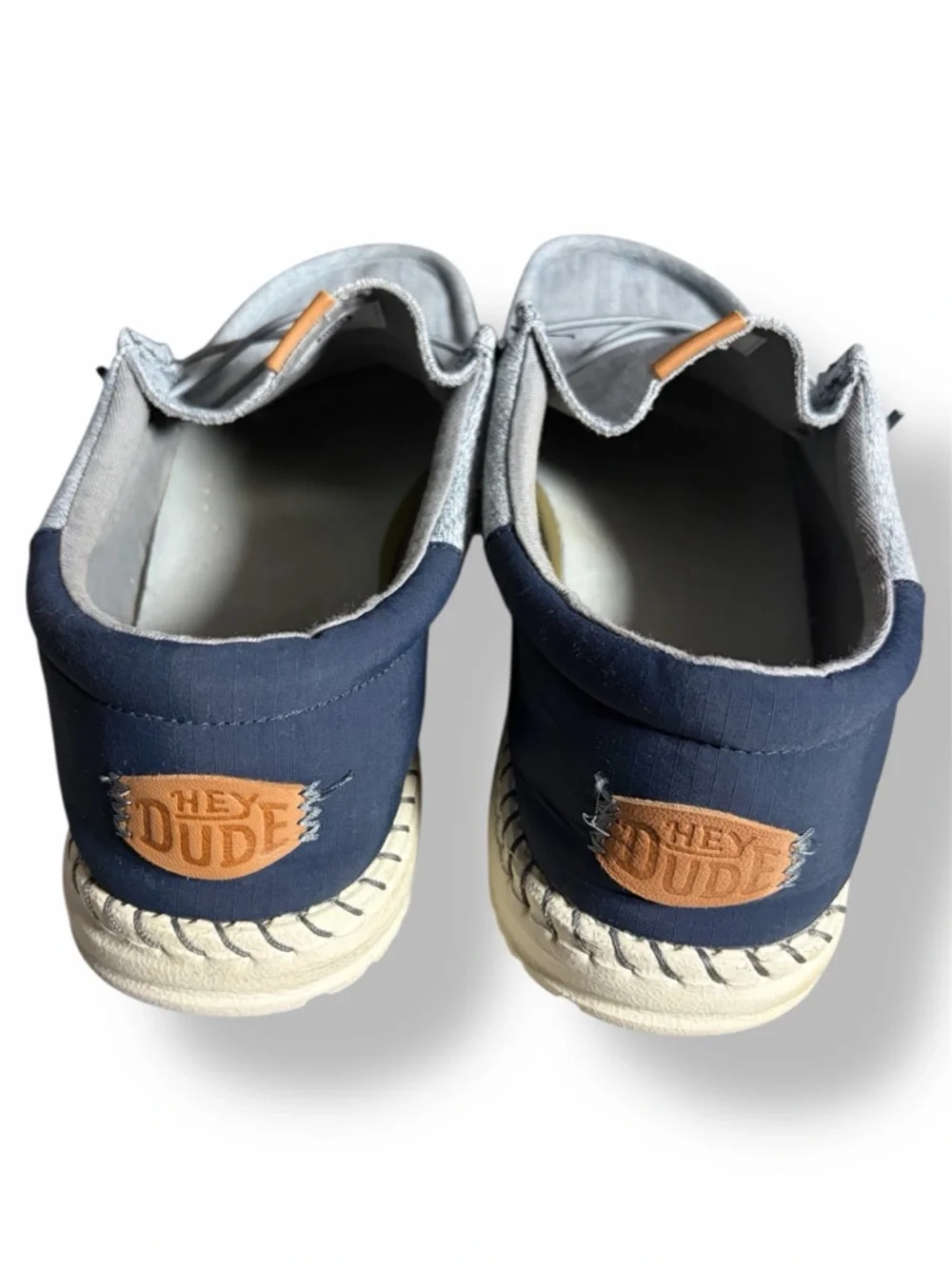 HEY DUDE Men's Wally Funk Navy Blue Jean Denim Look Slip On Sneakers 13
